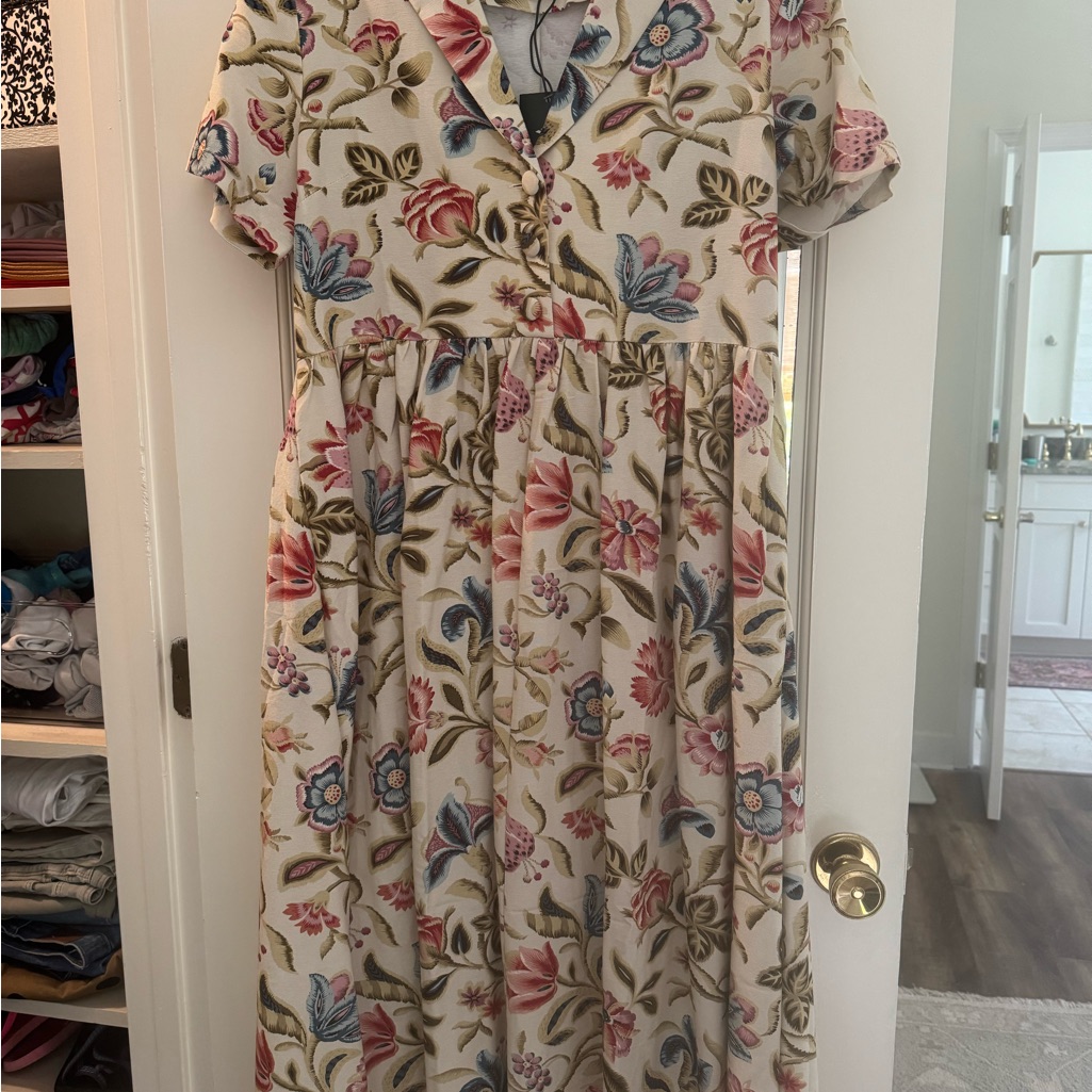 Tuckernuck Cream Floral Dress With Pink And Blue Details